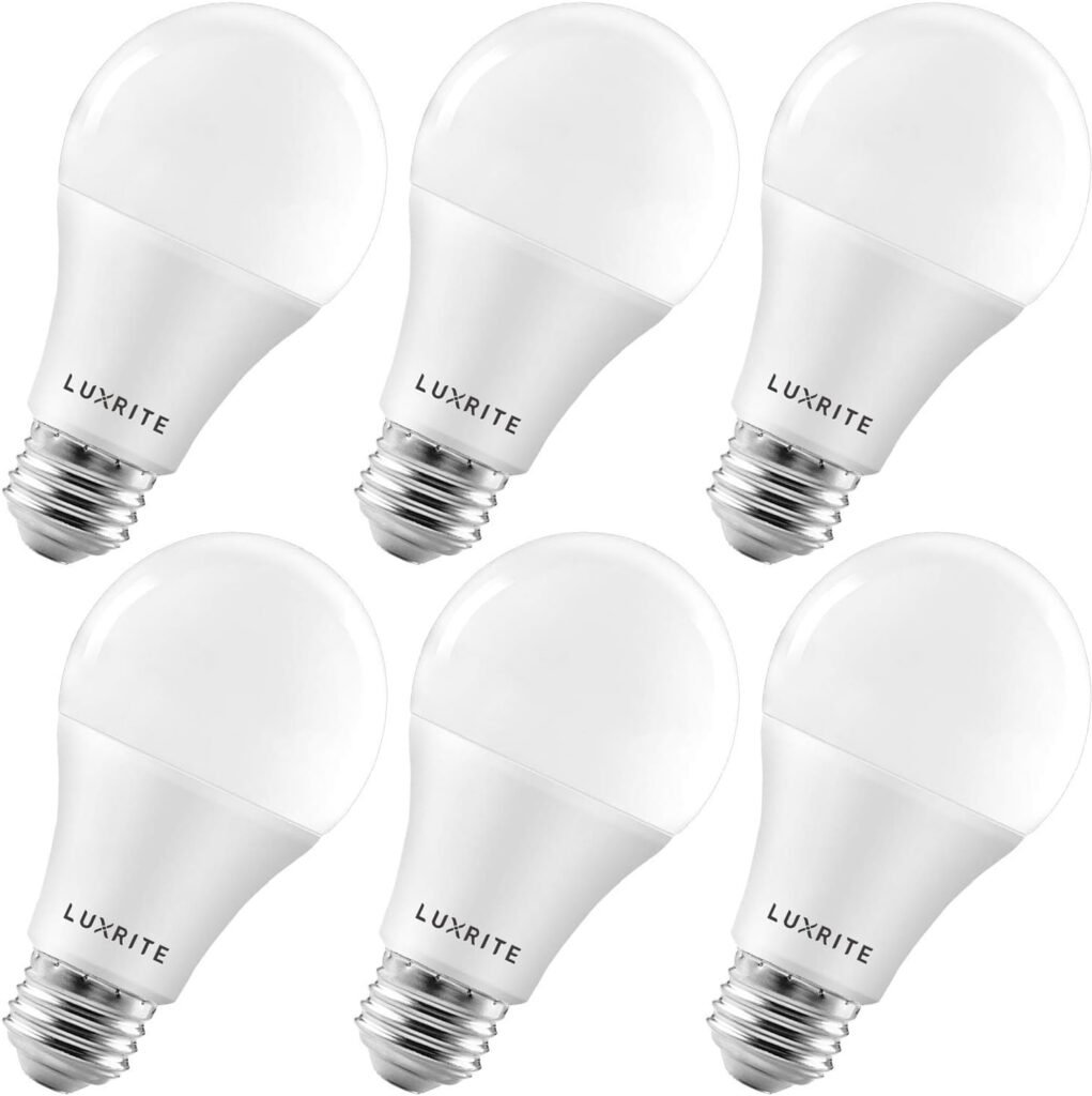 LUXRITE A19 LED Light Bulbs 100 Watt Equivalent Dimmable, 3500K Natural White, 1600 Lumens, Enclosed Fixture Rated, Standard LED Bulbs 15W, Energy Star, E26 Medium Base - Indoor and Outdoor (4 Pack)